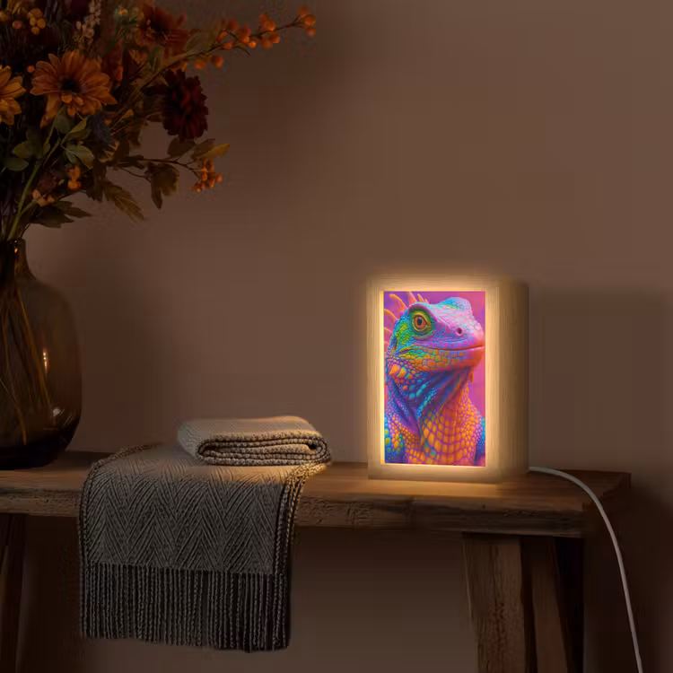 Kameleon - Dieren - Neon - Kleur Light Box met kabel (Tafellamp) klein -sfeer4