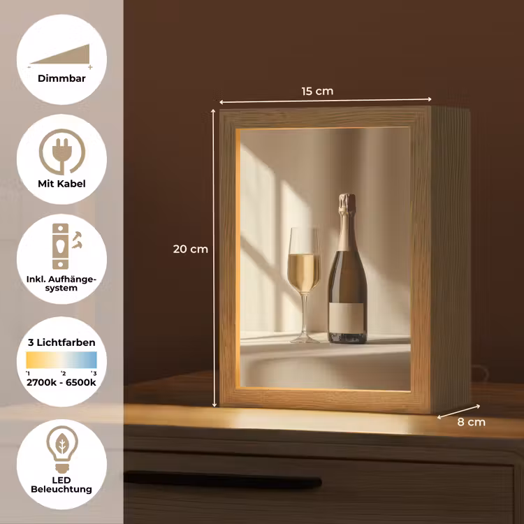 Champagne - Beige - Schaduw - Bubbels Light Box met kabel (Tafellamp) klein -USP_DE
