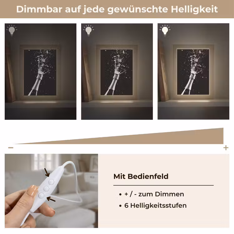 Champagne - Zwart - Spetters - Popping Light Box met kabel (Tafellamp) klein -USP_dimbaarDE