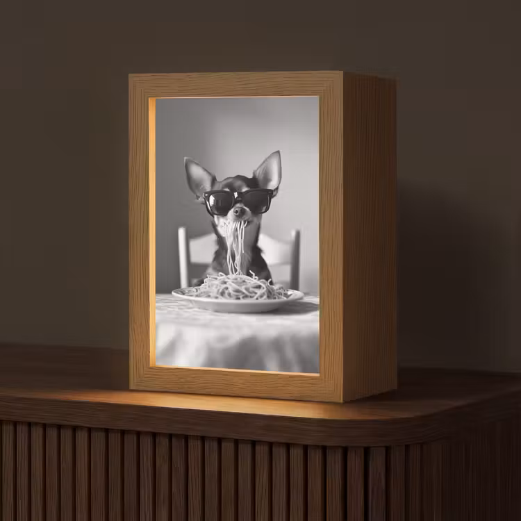 Chihuahua - Hond - Zonnebril - Humoristisch - Zwart - Wit - Spaghetti Light Box met kabel (Tafellamp) klein -z3d_website