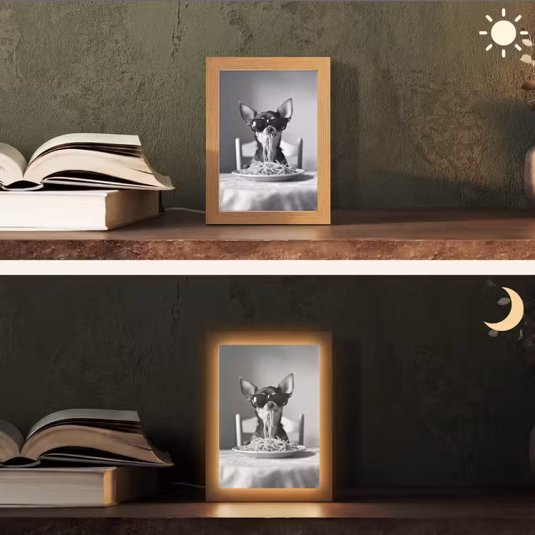 Chihuahua - Hond - Zonnebril - Humoristisch - Zwart - Wit - Spaghetti Light Box met kabel (Tafellamp) klein -sfeer3