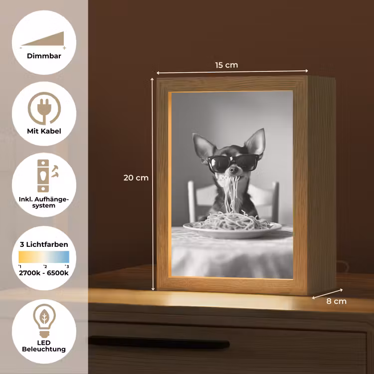 Chihuahua - Hond - Zonnebril - Humoristisch - Zwart - Wit - Spaghetti Light Box met kabel (Tafellamp) klein -USP_DE