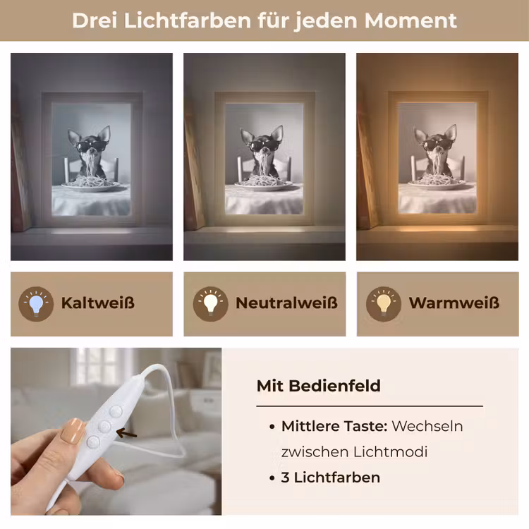Chihuahua - Hond - Zonnebril - Humoristisch - Zwart - Wit - Spaghetti Light Box met kabel (Tafellamp) klein -USP_lichtkleurDE