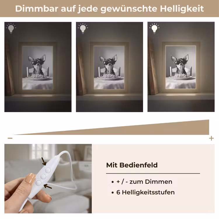 Chihuahua - Hond - Zonnebril - Humoristisch - Zwart - Wit - Spaghetti Light Box met kabel (Tafellamp) klein -USP_dimbaarDE