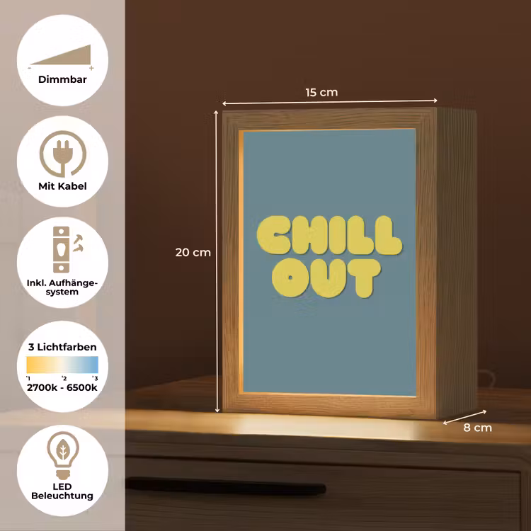 Chill out - Geel - Blauw Light Box met kabel (Tafellamp) klein -USP_DE