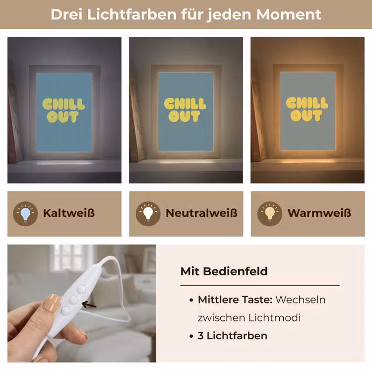 Chill out - Geel - Blauw Light Box met kabel (Tafellamp) klein -USP_lichtkleurDE