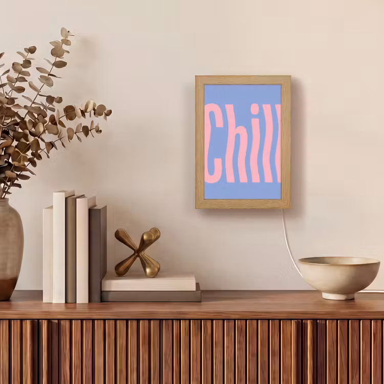 Chill - Roze - Blauw - Golvend Light Box met kabel (Tafellamp) klein -sfeer2