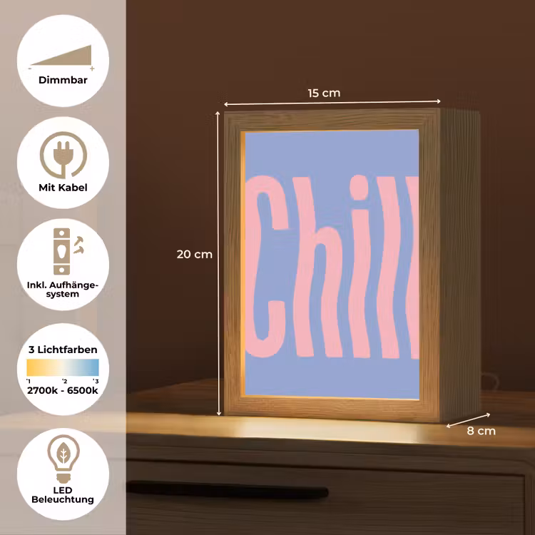 Chill - Roze - Blauw - Golvend Light Box met kabel (Tafellamp) klein -USP_DE