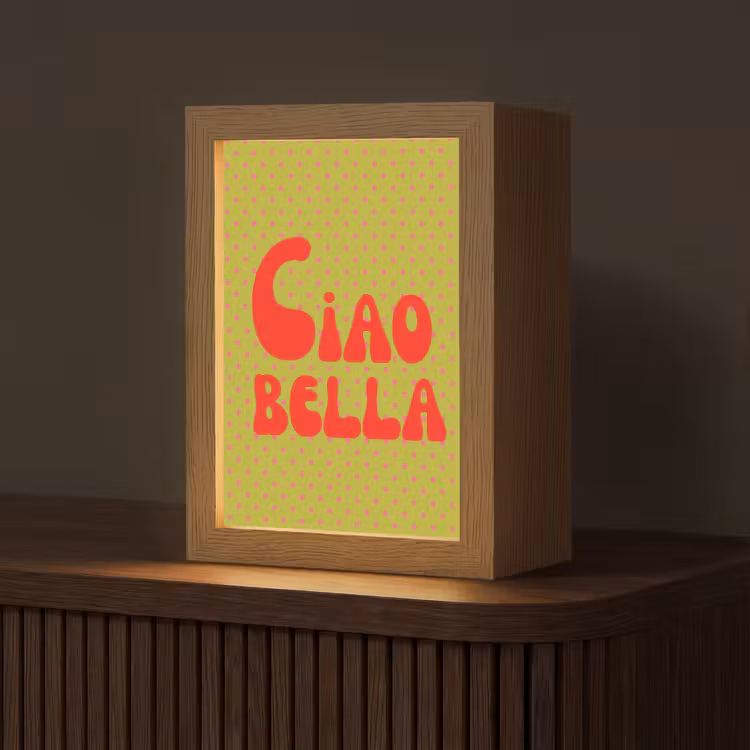 Ciao bella - Rood - Groen - Stippen Light Box met kabel (Tafellamp) klein -z3d_website