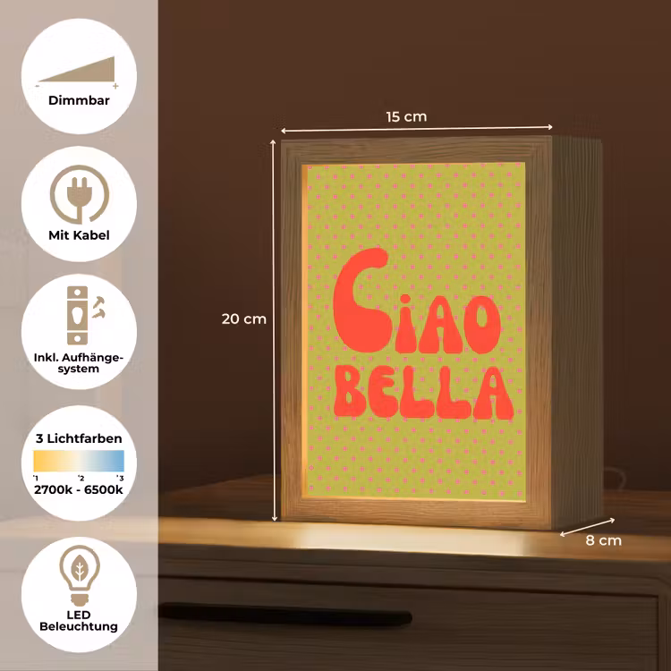 Ciao bella - Rood - Groen - Stippen Light Box met kabel (Tafellamp) klein -USP_DE