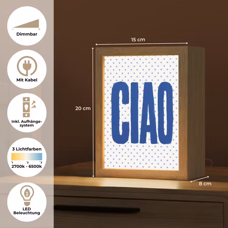 Ciao - Blauw - Stippen Light Box met kabel (Tafellamp) klein -USP_DE