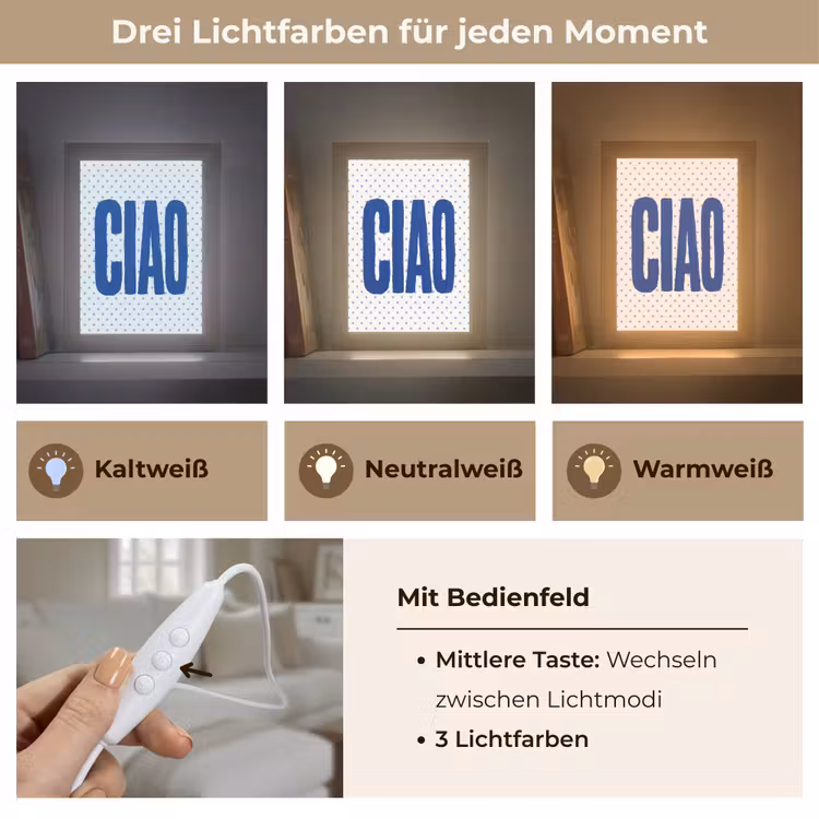 Ciao - Blauw - Stippen Light Box met kabel (Tafellamp) klein -USP_lichtkleurDE