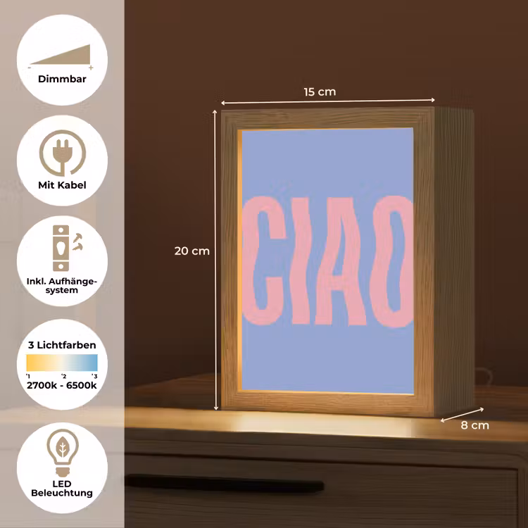 Ciao - Roze - Blauw - Golvend Light Box met kabel (Tafellamp) klein -USP_DE