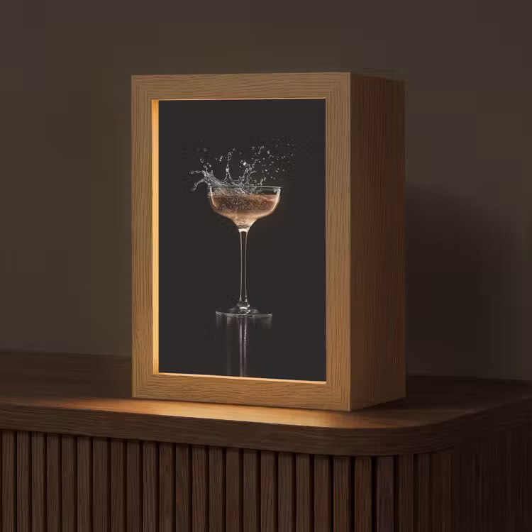 Cocktail - Zwart - Spetters - Glas Light Box met kabel (Tafellamp) klein -z3d_website