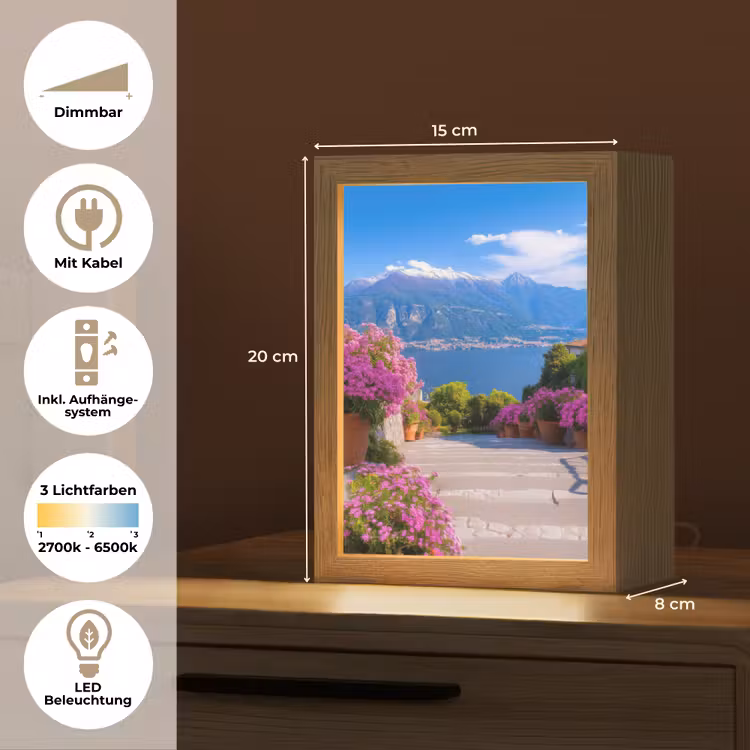 Lake Como - Italië - Landschap Light Box met kabel (Tafellamp) klein -USP_DE