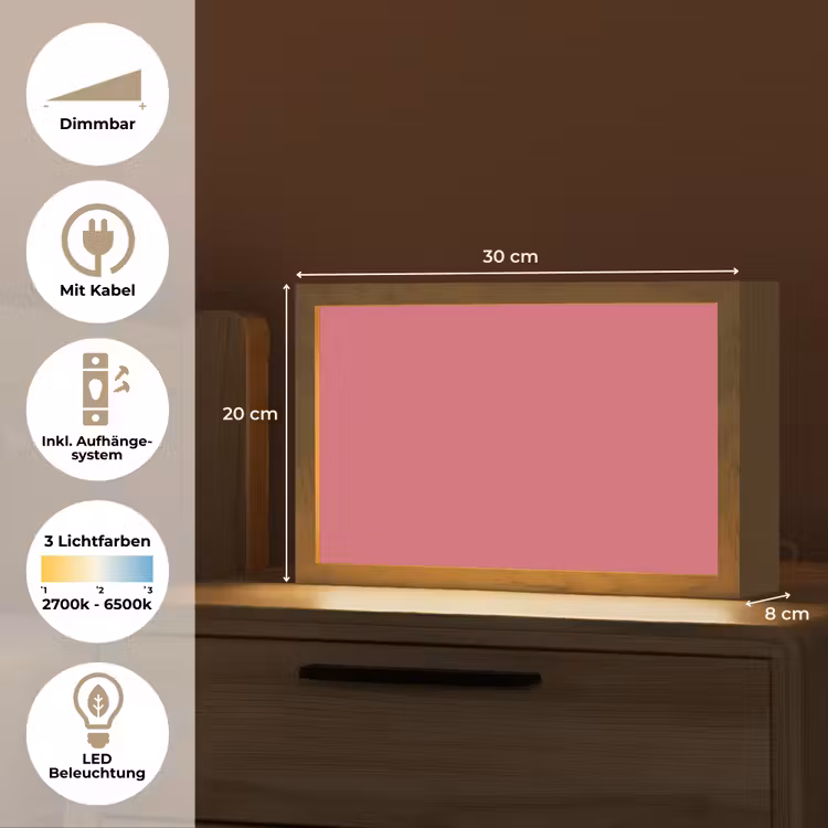 Crimson - Rose - Roze Light Box met kabel (Tafellamp) klein 924 -USP_DE