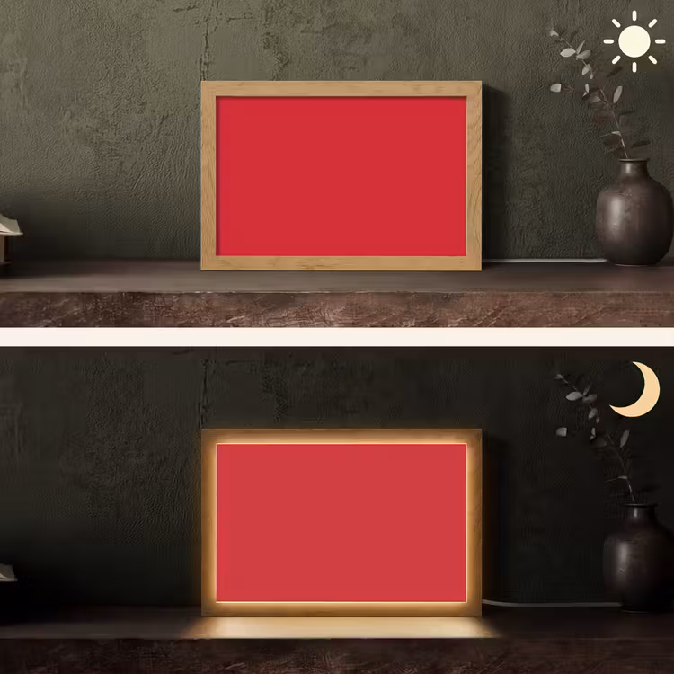 Crimson - Velvet - Rood Light Box met kabel (Tafellamp) klein 924 -sfeer3