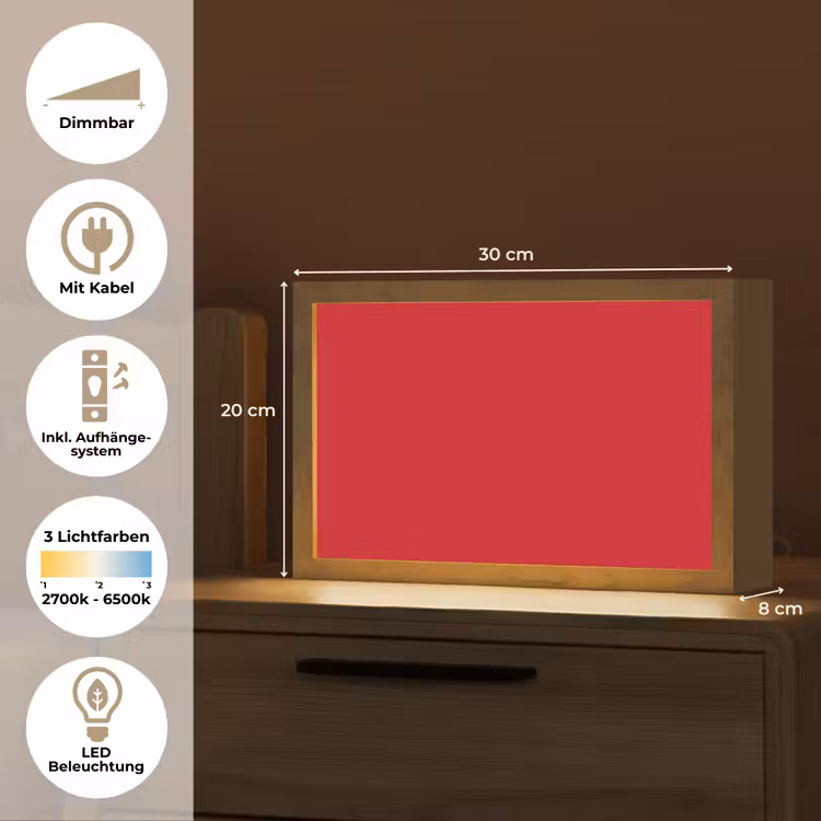 Crimson - Velvet - Rood Light Box met kabel (Tafellamp) klein 924 -USP_DE