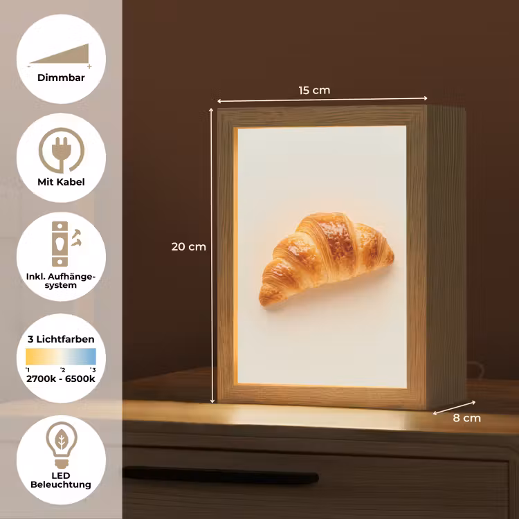 Croissant - Brood - Beige Light Box met kabel (Tafellamp) klein -USP_DE