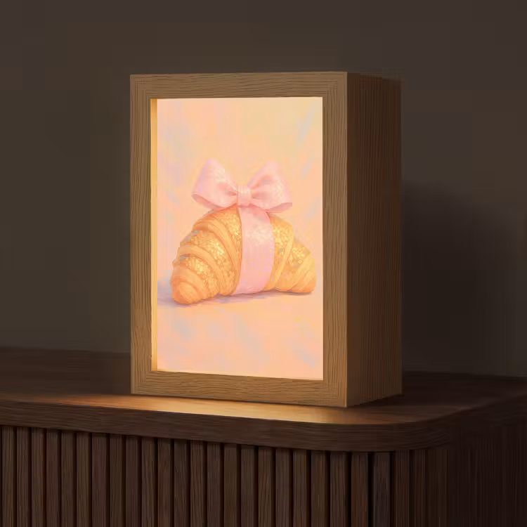 Croissant - Strik - Roze Light Box met kabel (Tafellamp) klein -z3d_website