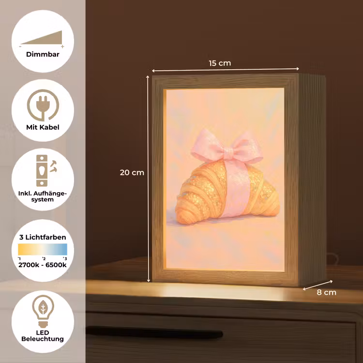 Croissant - Strik - Roze Light Box met kabel (Tafellamp) klein -USP_DE