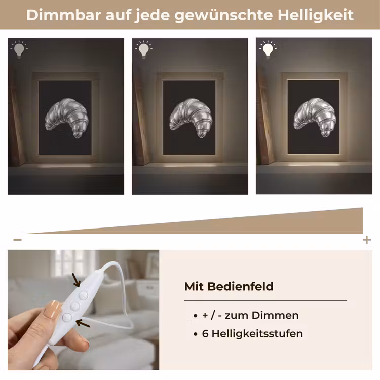 Croissant - Metaal - Zilver Light Box met kabel (Tafellamp) klein -USP_dimbaarDE