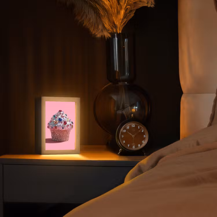 Cupcake - Kleurrijk - Edelstenen Light Box met kabel (Tafellamp) klein -sfeer1