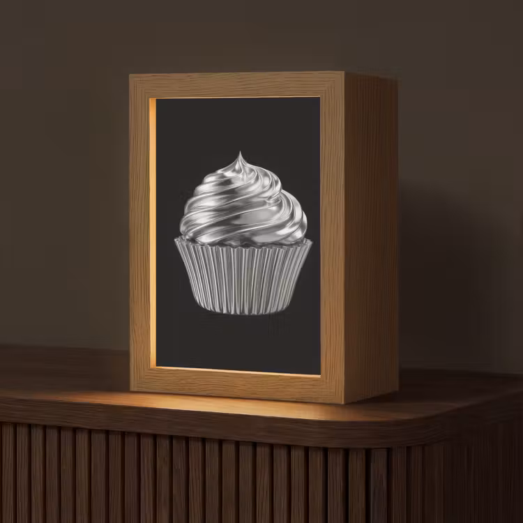 Cupcake - Luxueus - Zilver Light Box met kabel (Tafellamp) klein -z3d_website