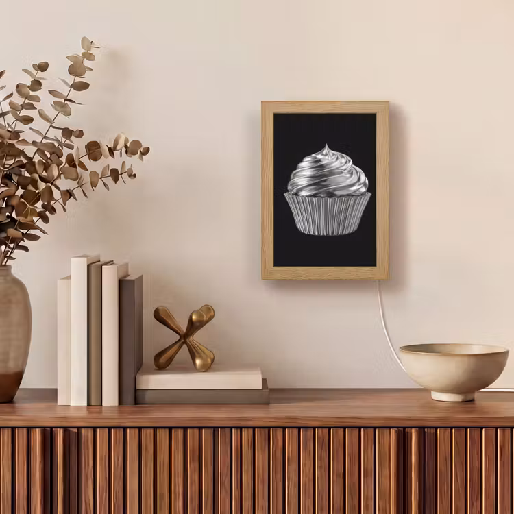 Cupcake - Luxueus - Zilver Light Box met kabel (Tafellamp) klein -sfeer2