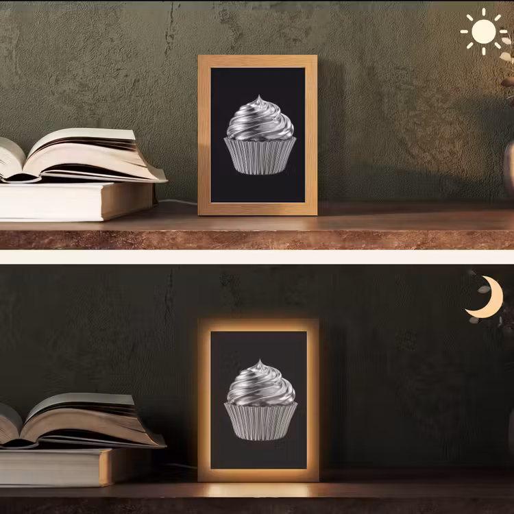 Cupcake - Luxueus - Zilver Light Box met kabel (Tafellamp) klein -sfeer3