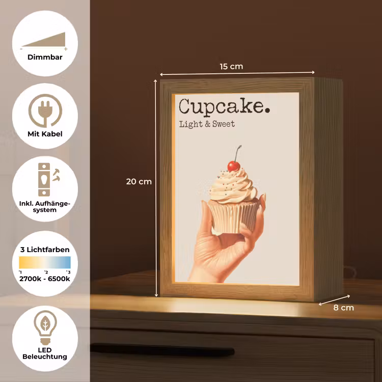 Cupcake - Zoet - Kers Light Box met kabel (Tafellamp) klein -USP_DE