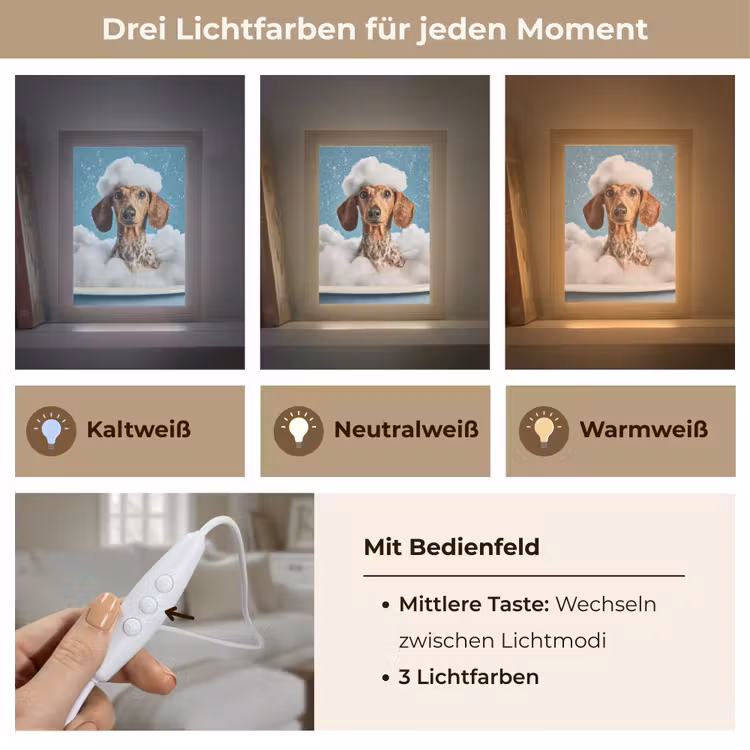 Teckel - Bad - Schuim - Waterdruppels Light Box met kabel (Tafellamp) klein -USP_lichtkleurDE
