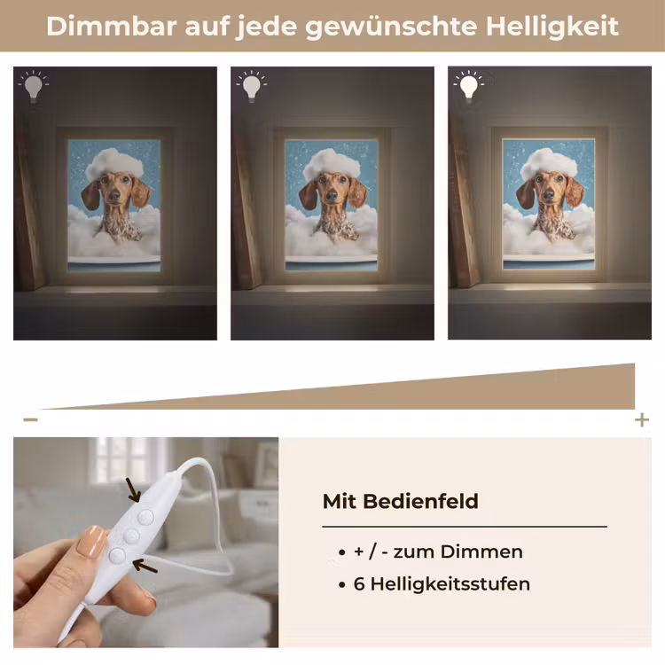 Teckel - Bad - Schuim - Waterdruppels Light Box met kabel (Tafellamp) klein -USP_dimbaarDE