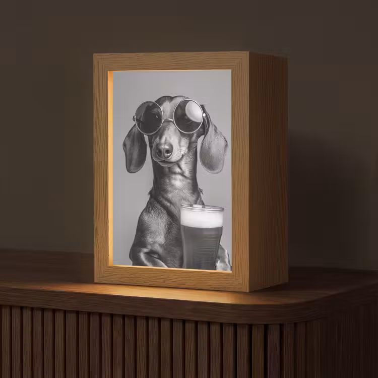 Teckel - Bier - Glas - Bril Light Box met kabel (Tafellamp) klein -z3d_website