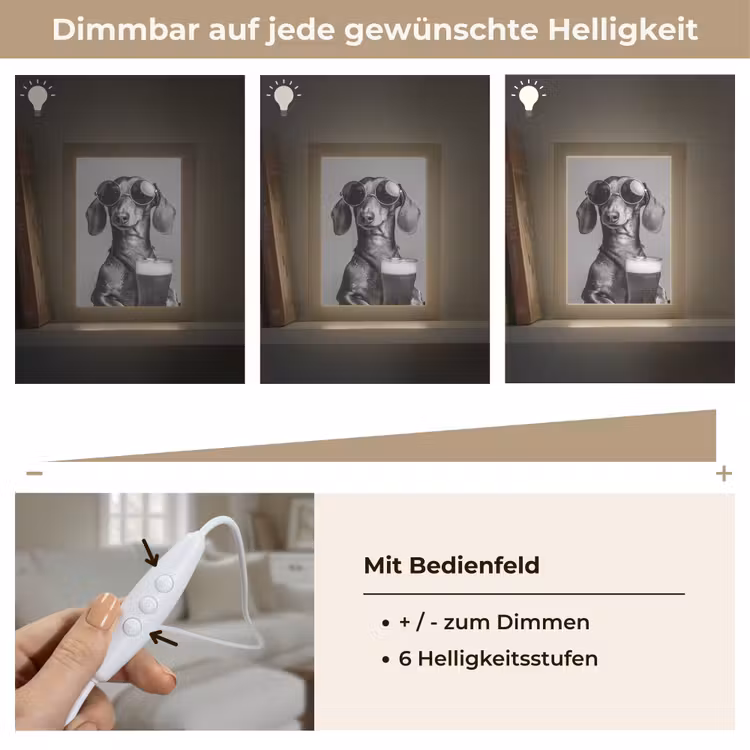 Teckel - Bier - Glas - Bril Light Box met kabel (Tafellamp) klein -USP_dimbaarDE