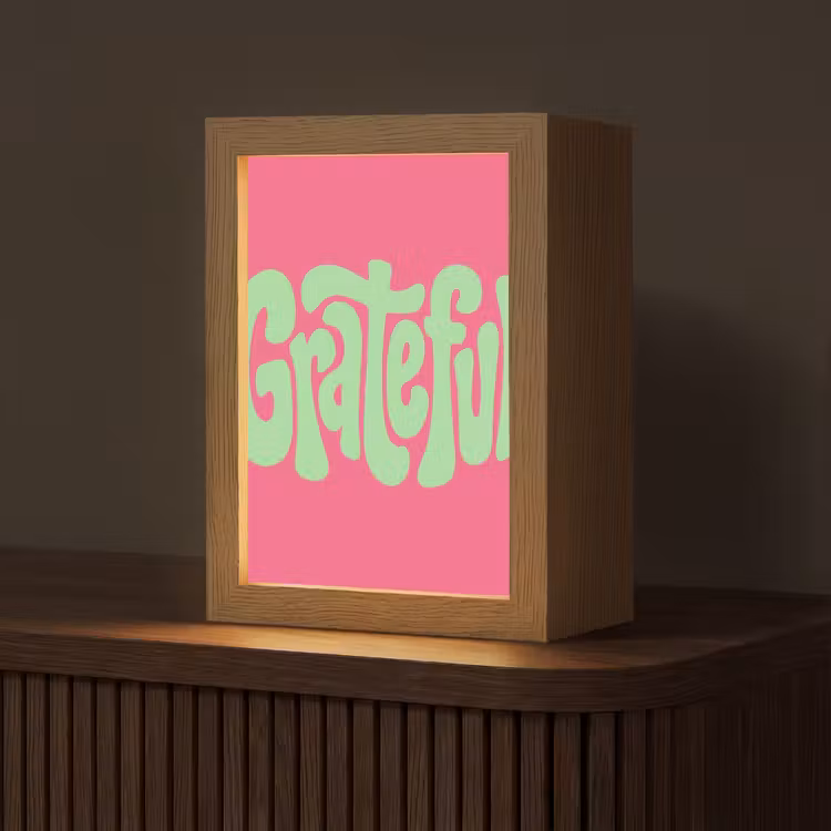 Grateful - Groen - Grafisch - Vloeiend Light Box met kabel (Tafellamp) klein -z3d_website