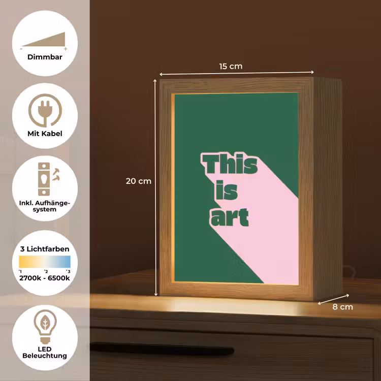 This is art - Schaduw - Roze Light Box met kabel (Tafellamp) klein -USP_DE