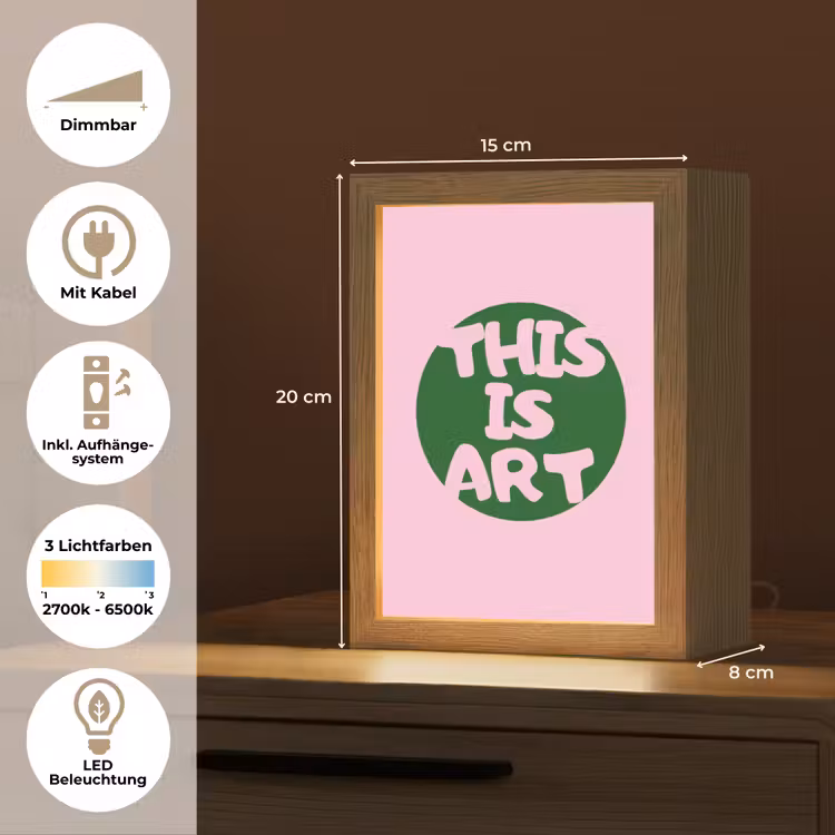 This is art - Tekst - Cirkel - Groen Light Box met kabel (Tafellamp) klein -USP_DE