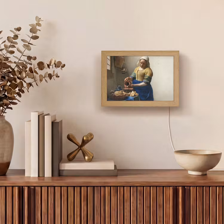 Het melkmeisje - Kunst - Oude meesters - Vermeer Light Box met kabel (Tafellamp) klein -sfeer2