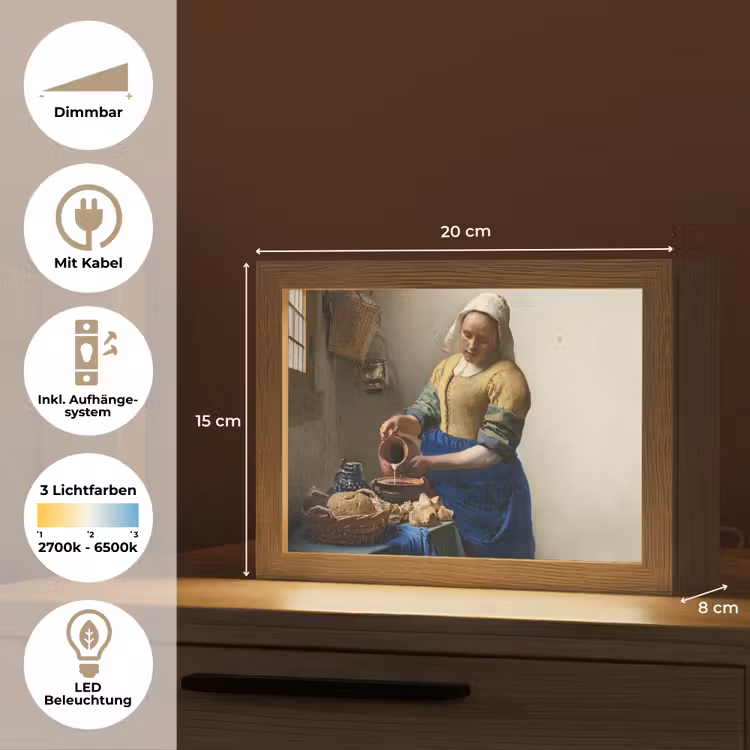 Het melkmeisje - Kunst - Oude meesters - Vermeer Light Box met kabel (Tafellamp) klein -USP_DE
