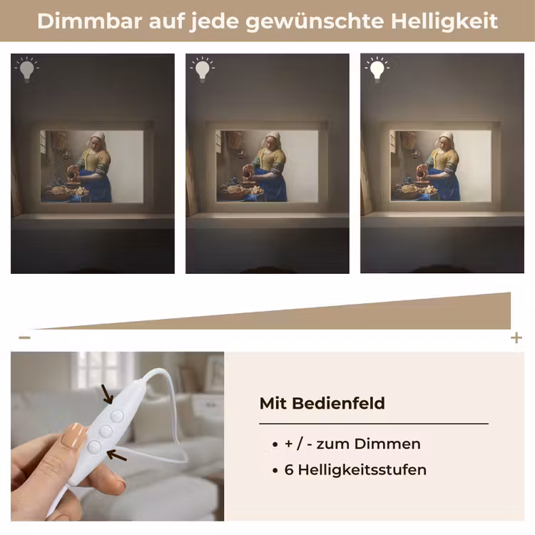 Het melkmeisje - Kunst - Oude meesters - Vermeer Light Box met kabel (Tafellamp) klein -USP_dimbaarDE