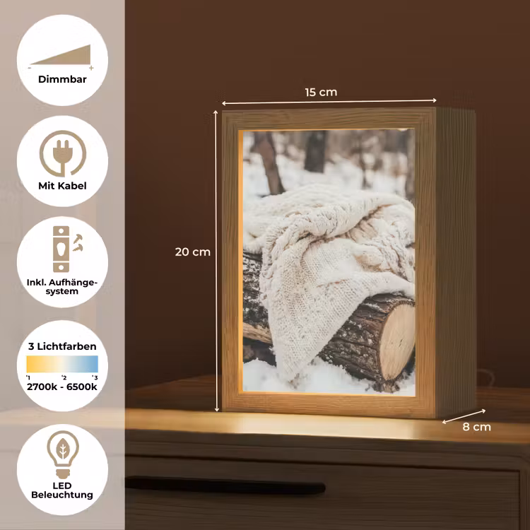 Deken - Wit - Boomstronk - Winter - Sneeuw Light Box met kabel (Tafellamp) klein -USP_DE