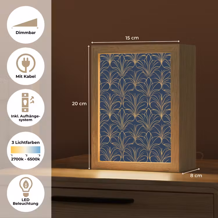 Deco - Waaier - Blauw Light Box met kabel (Tafellamp) klein 925 -USP_DE