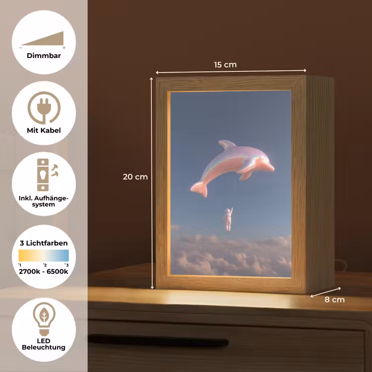 Dolfijn - Roze - Astronaut Light Box met kabel (Tafellamp) klein -USP_DE