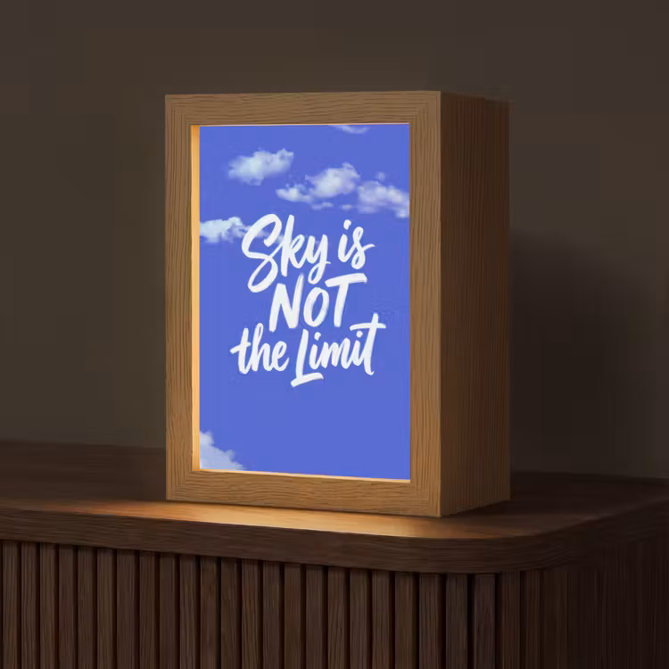 Sky is not the limit - Blauwe lucht - Wolken Light Box met kabel (Tafellamp) klein -z3d_website