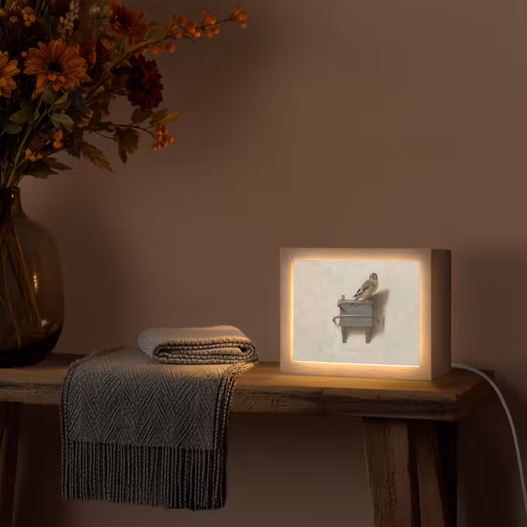 Het Puttertje - Schilderij - Fabricius - Oude Meester Light Box met kabel (Tafellamp) klein -sfeer4