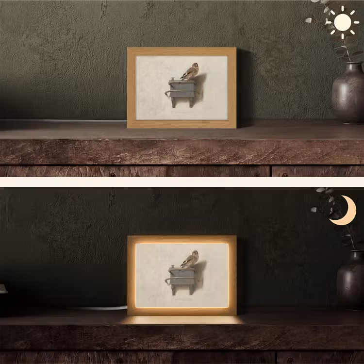 Het Puttertje - Schilderij - Fabricius - Oude Meester Light Box met kabel (Tafellamp) klein -sfeer3