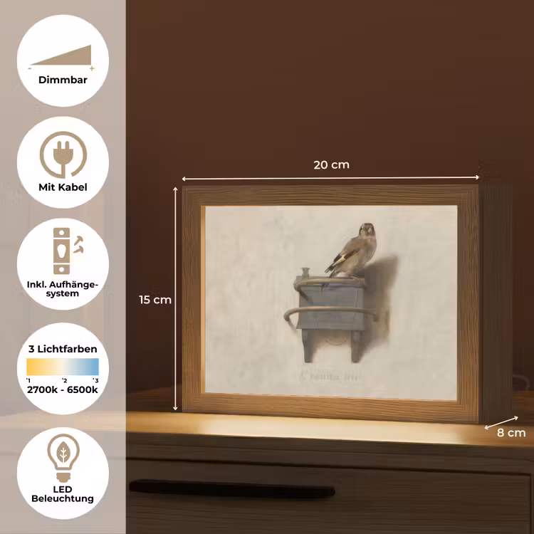 Het Puttertje - Schilderij - Fabricius - Oude Meester Light Box met kabel (Tafellamp) klein -USP_DE