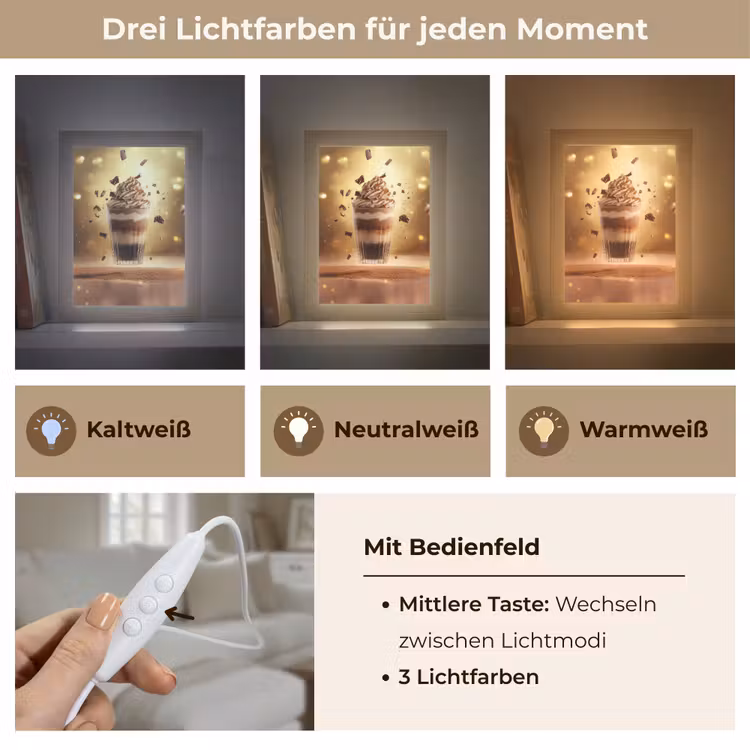 Dessert - Chocolade - Zoet - Eten Light Box met kabel (Tafellamp) klein -USP_lichtkleurDE