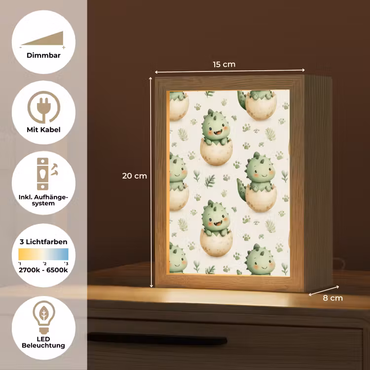 Dino - Eieren - Groen Light Box met kabel (Tafellamp) klein 925 -USP_DE